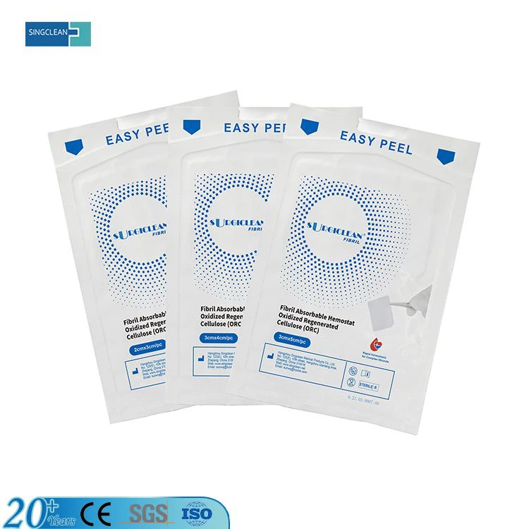 Rhwyllen ffibr hemostatig